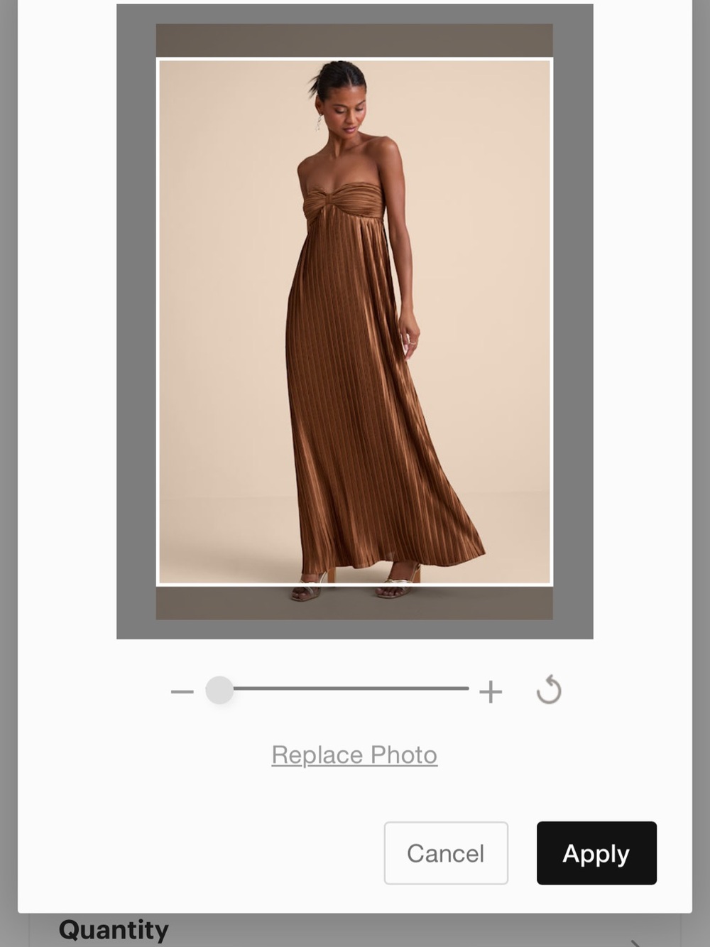 Lulu's Strapless Pleated Maxi Dress in Bronze